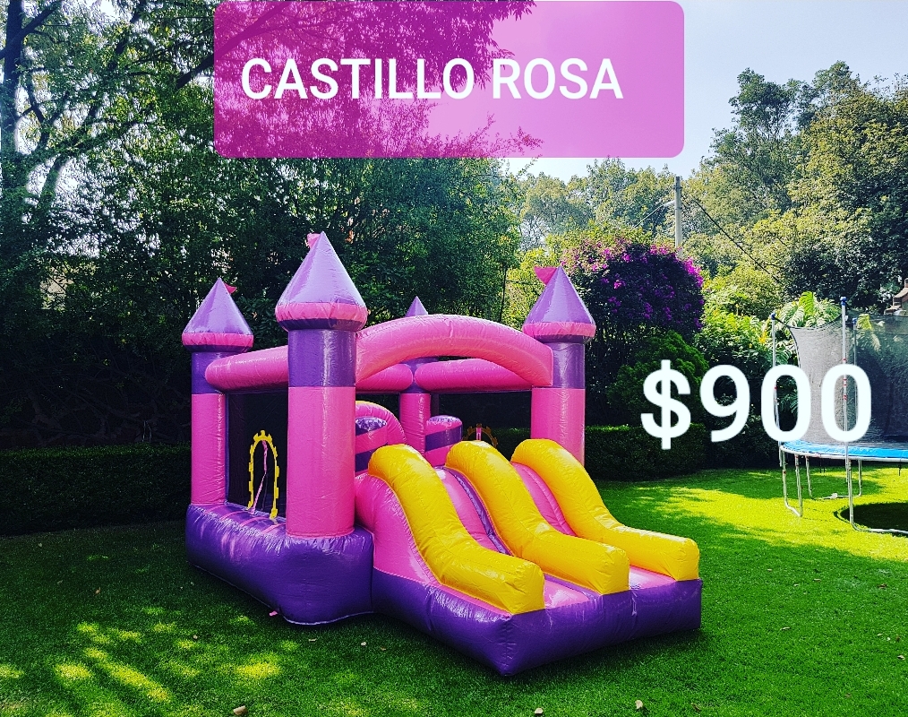 Inflable doble tobogan rosa fantastico