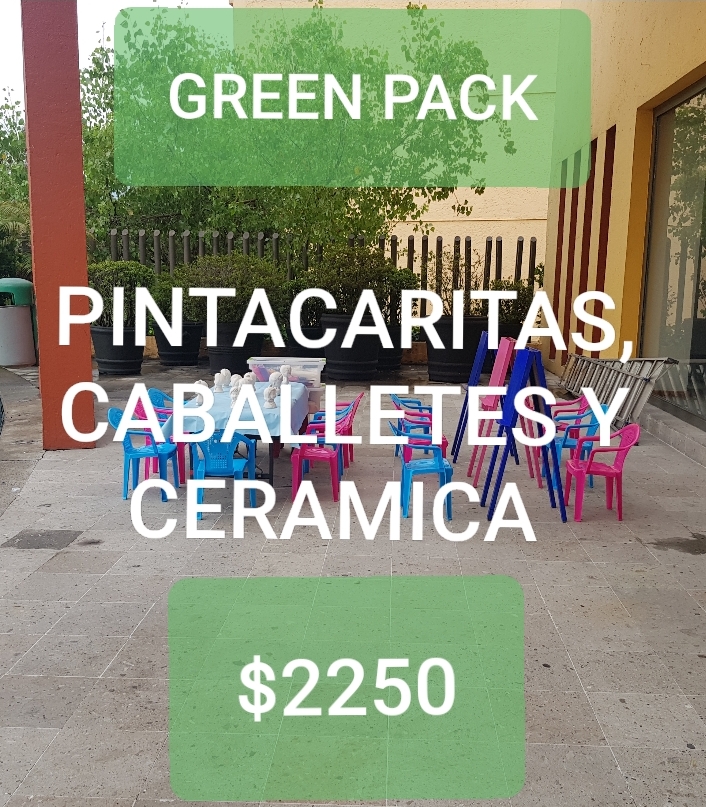 Paquete pintacaritas caballetes y ceramica